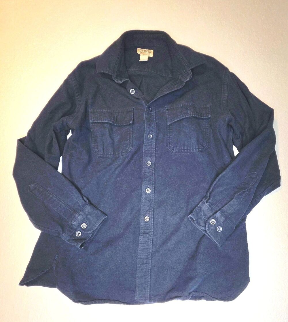 LL Bean Men’s Chamois Button Up Shirt Flannel Blue Large Traditional Fit